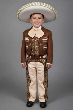 CH929-B Brown and Ivory charro suit for boys