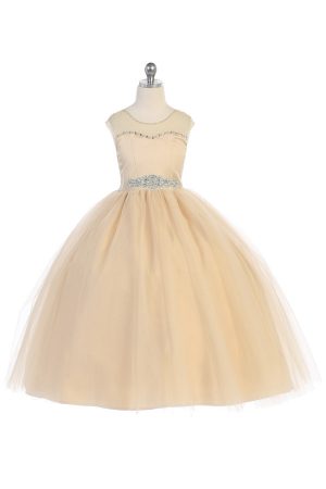 flower girl dress in champagne color