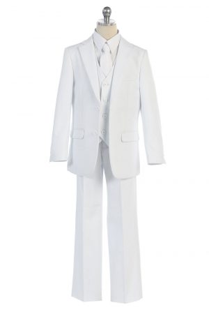 wholesale boys white suit, perfect for communions and special occasion events during the day time.