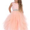 Blush flower girl dress with ruffled bottom