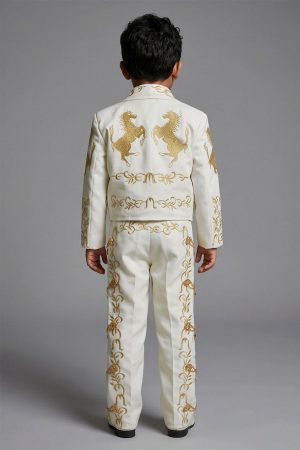 Alternative view of CH926-I Ivory Charro suit for boys