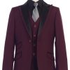 Dark Burgundy suit with black lapel