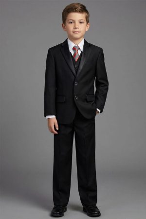 Y123-08224B black boy's suit with removable lapel