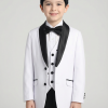 boy's white and black tuxedo suit