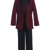 Y403-BU Burgundy tuxedo with black satin lapel