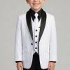 boys' white and black tuxedo with black satin lapel