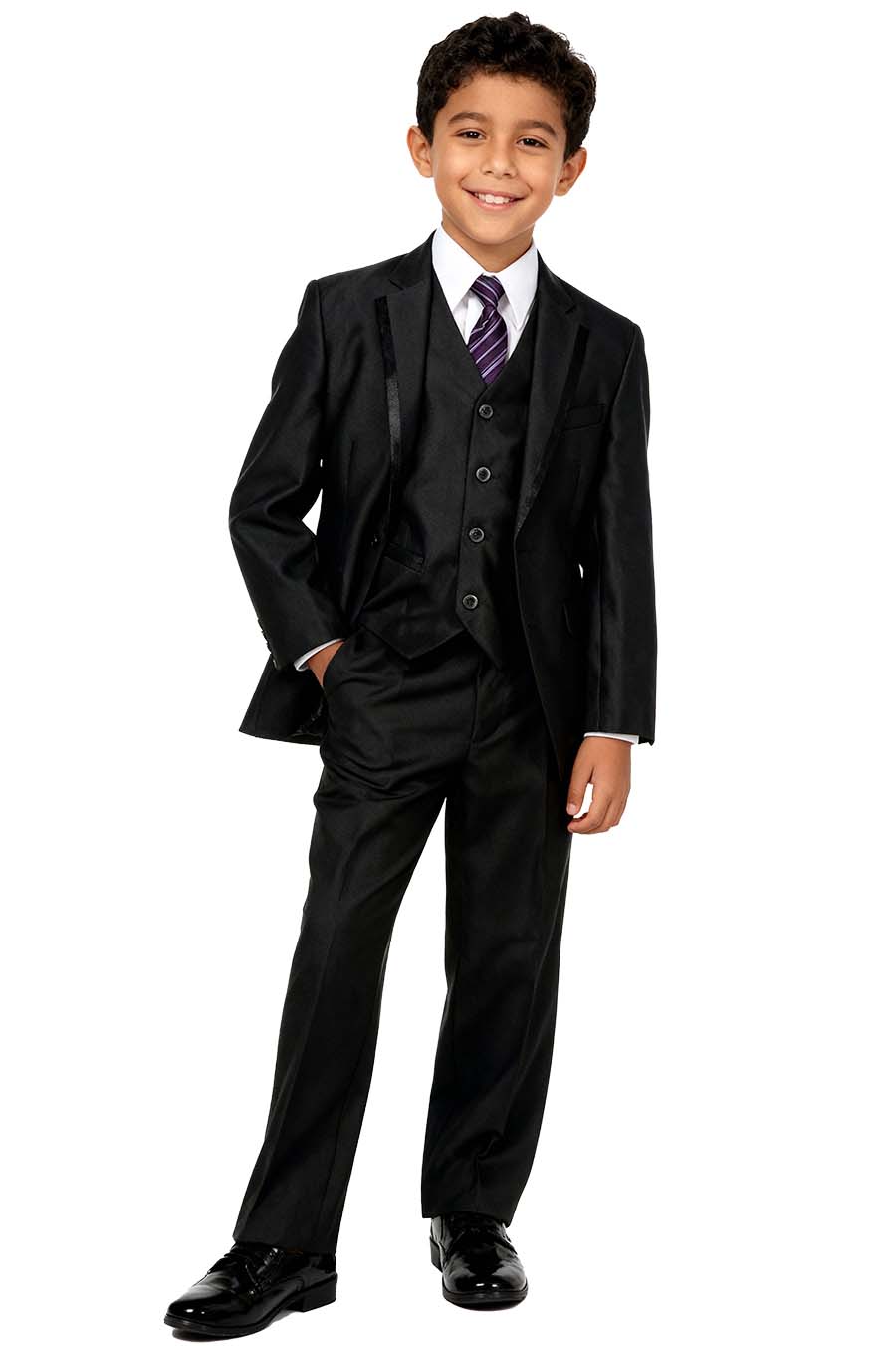 Y5-13001 Boy's Black suit with lapel trims - Image 3