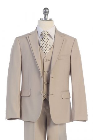 Y603-1297 Khaki suit with double lape - BijanKids