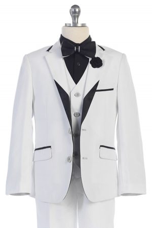 white and black suit