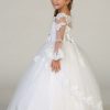 Wholesale girls dress with long sleeve and double tier gown