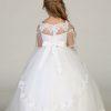 Wholesale girls dress with long sleeve and double tier gown
