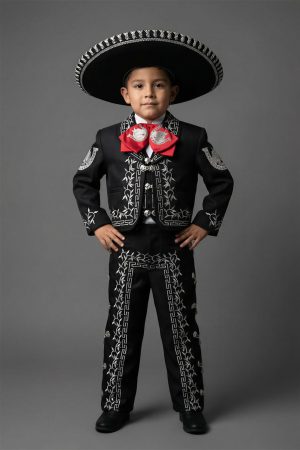 black charro with silver embroidery