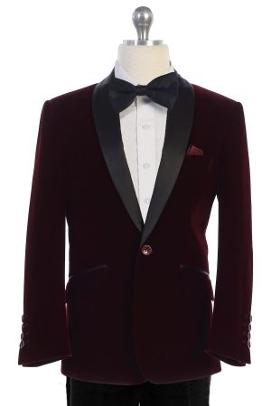 bijan kids 8088 burgundy velvet suit