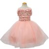 short flower girl dress with sequins top and corset back in Blush