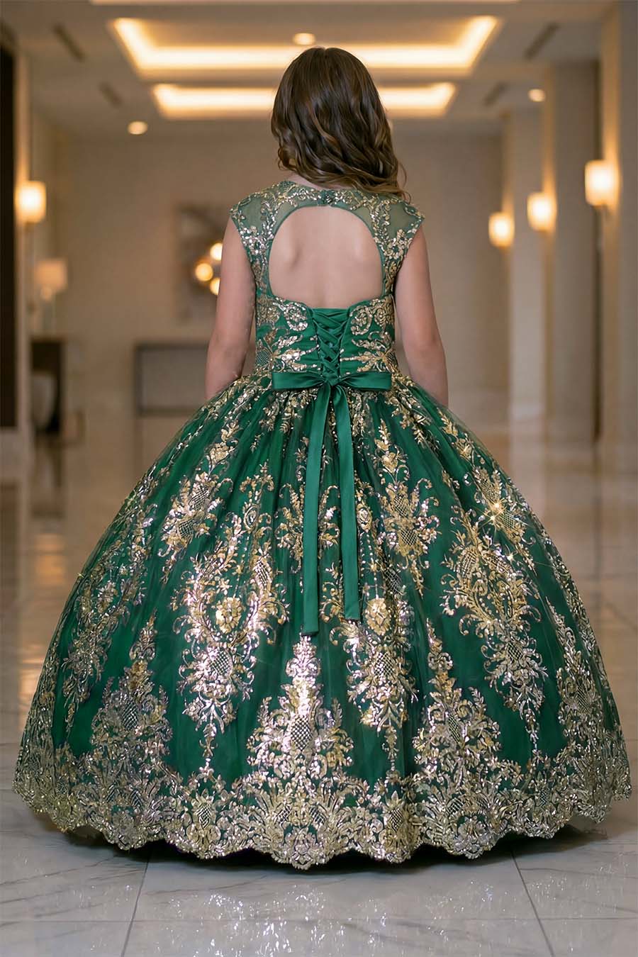 9019 Sequins ballgown with keyhole back - Image 8