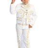 traditional mexican suit for boys in white with gold embroidery
