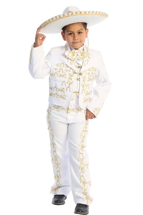 CH926-B/G Boy charro suit in black with gold embroidery - BijanKids