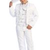 traditional boys charro outfit in white with silver embroidery