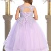 Lavender dress with silver embroidered details and corset back