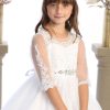 3/4 sleve white communion dress for girls