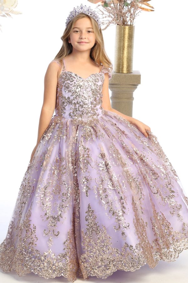 Lavender Dress with golden sequins