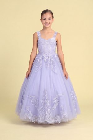 CA6026 Girls Tulle Ball Gown With Train
