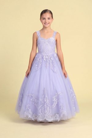 CA6026 Girls Tulle Ball Gown With Train