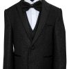 boy's black glitter suit with vest, white shirt, and blow-tie