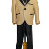Boy's gold glitter suit with black pants and black trims