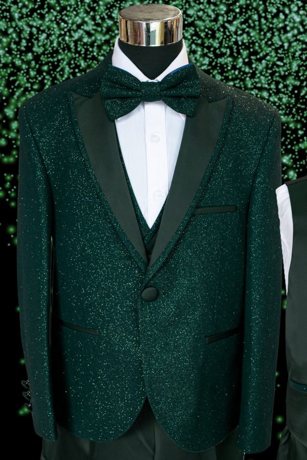 Emerald green glitter suit for boys