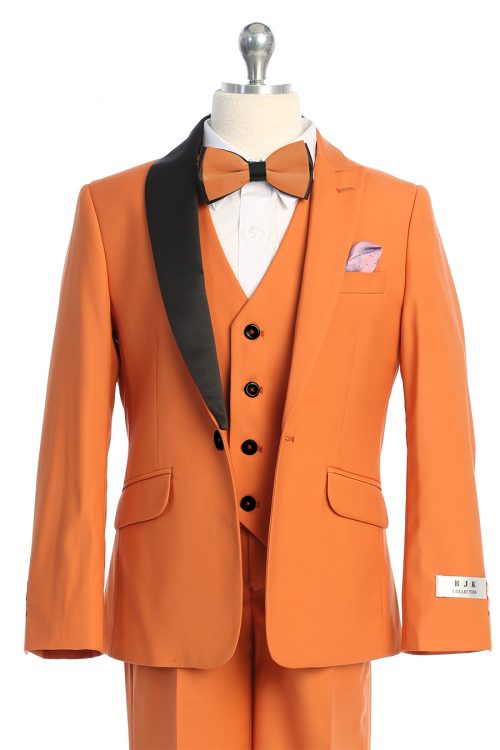 bjk collection boy's pumpkin color suit