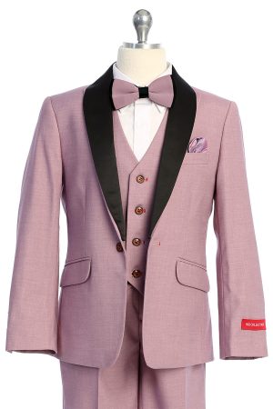 BJK Colelction Mauve suit set for boys with removable lapel