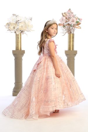 blush tulle dress for girls with sequins