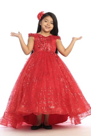 Light and airy tulle ballgown dress for girls with a heart shaped back