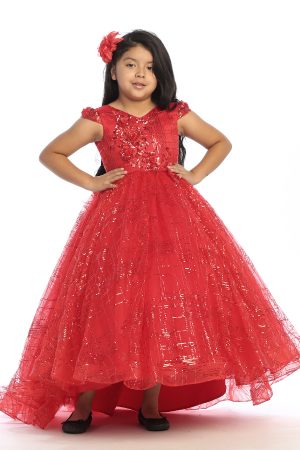 Light and airy tulle ballgown dress for girls with a heart shaped back