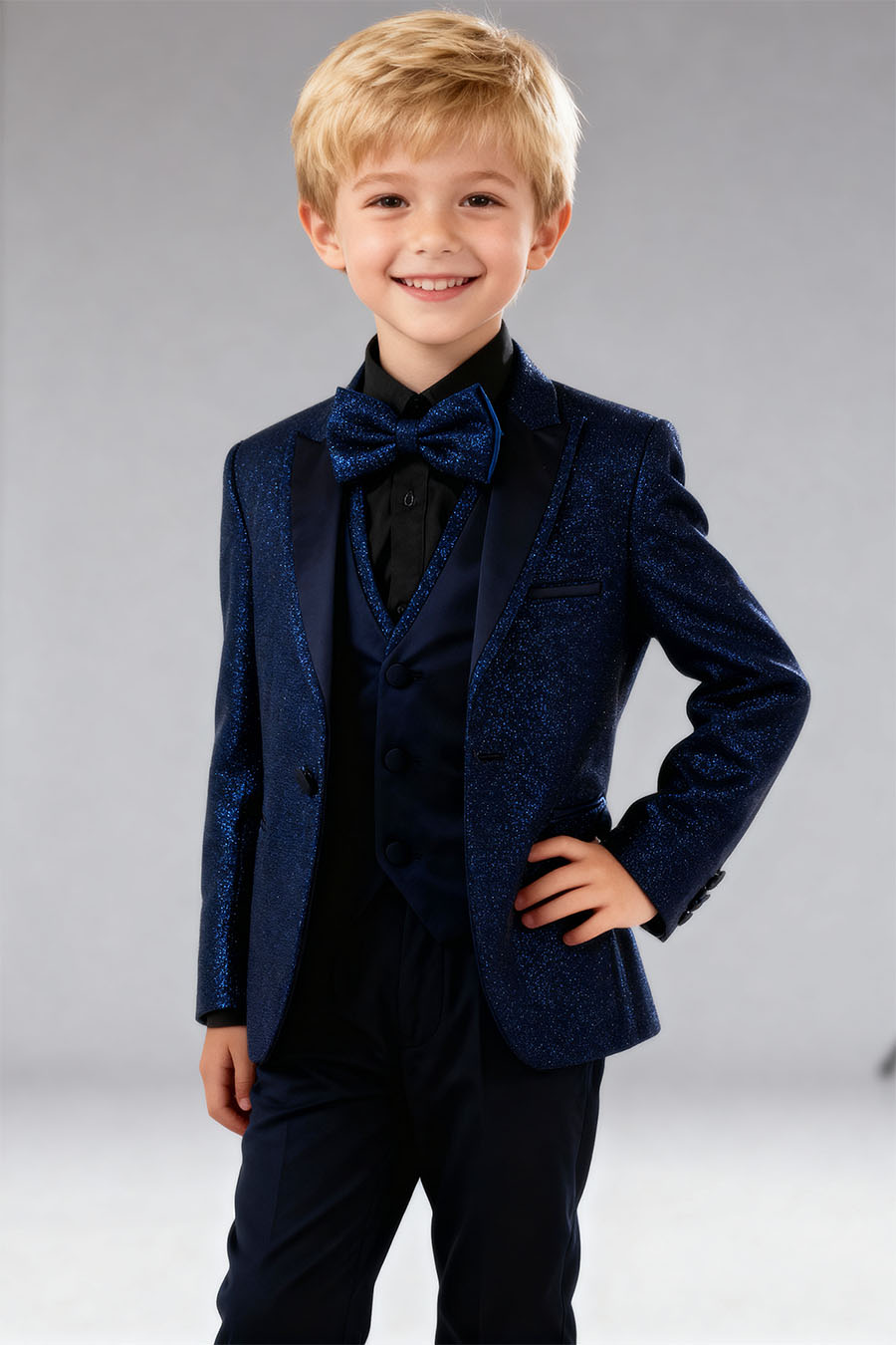 2022SH-3 Shiny Navy Blue glitter suit - Image 3