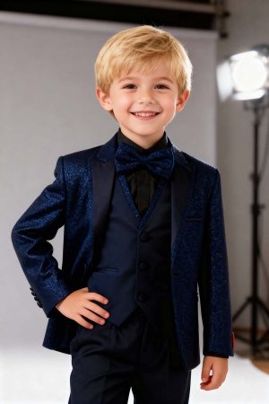 boys navy blue glitter suit