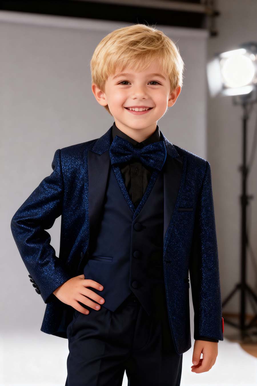 boys navy blue glitter suit