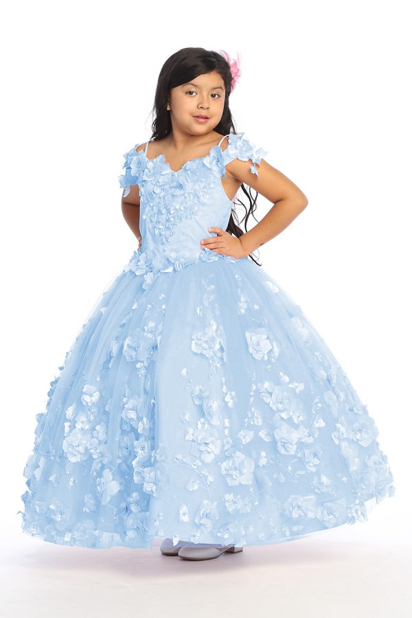 baby blue dress for girls in a flower design