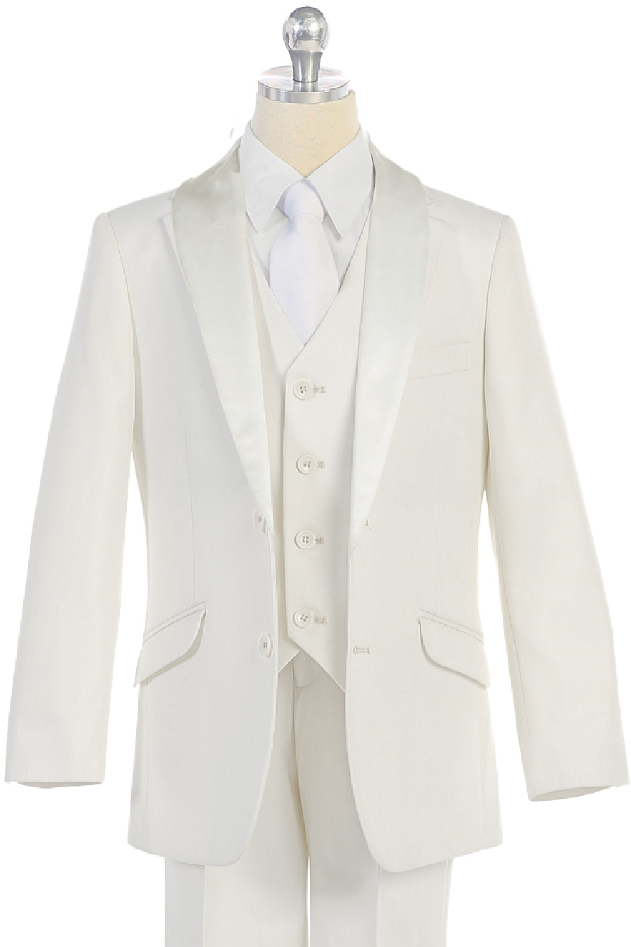 NXB0082-M99 White designer suit with black trims. - BijanKids