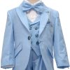 A baby blue suit set for boys with a double breasted vest