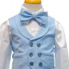 a baby blue vest for boys with a large bowtie
