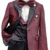 burgundy and navy blue tuxedo suit for boys