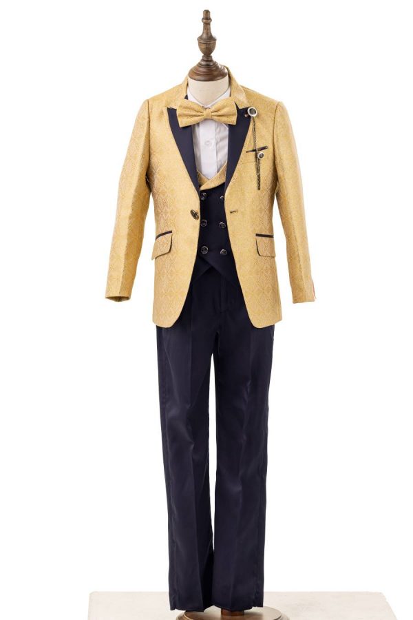 BJ8005-2 Gold And Navy Blue Tuxedo - Image 3