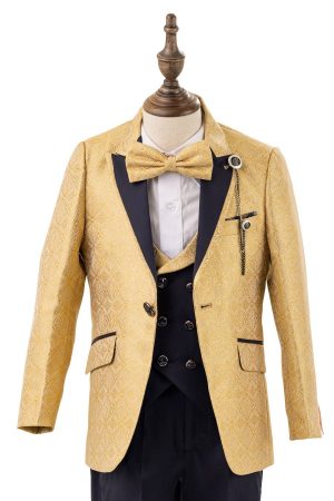 BJ8005-2 Gold And Navy Blue Tuxedo