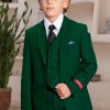 Emerald green suit with matching pants and vest. includes white shirt and black tie