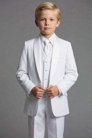 Y4026-W White Tuxedo with satin lapel for boys