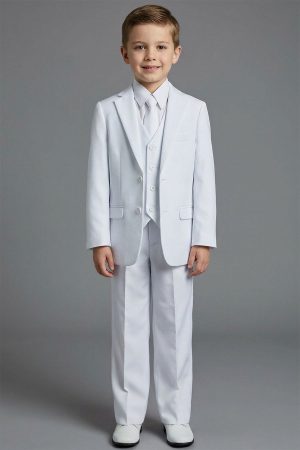 boy's classic white suit for boys 5 piece set