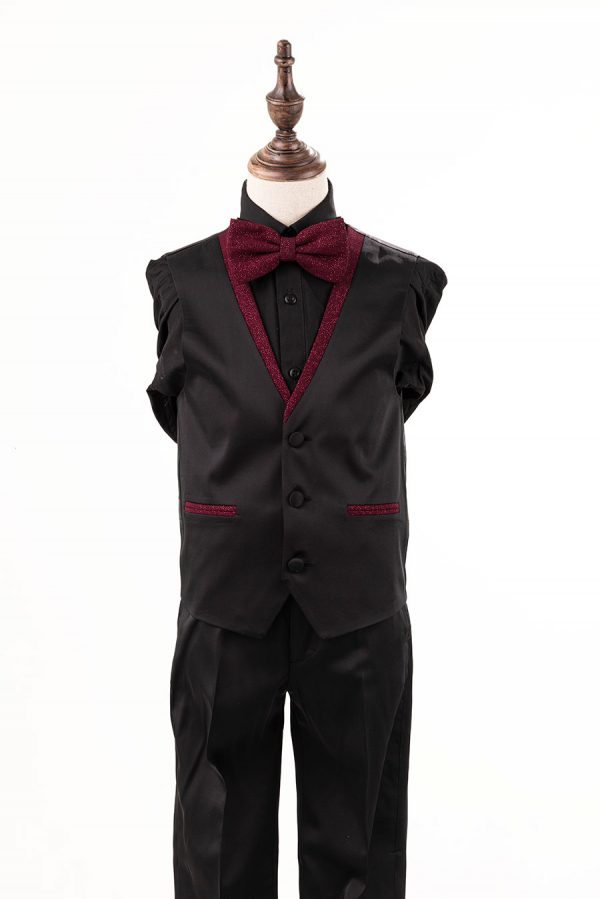 2022-3SH-6 Shinny burgundy glitter suit - Image 5