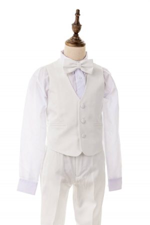 white textured sui vest for boys